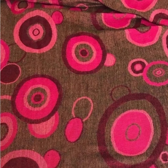 Pashmina silk Reversible Circle Dots fringed pink brown Gold Scarf Approx 69x27 - Picture 2 of 14